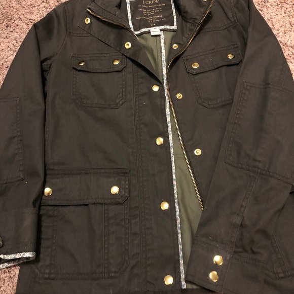 NWOT- J. Crew military style olive light jacket - Picture 2 of 3